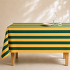 Yellow & Green Stripe Dokuma Pamuk Leke Tutmaz Masa Örtüsü