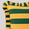 Yellow & Green Stripe Fırfır Kenarlı Kırlent Kılıfı