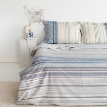 Görseli Galeri görüntüleyiciye yükleyin, Stripe %100 Pamuk Çift Kişilik Nevresim Takımı 200x220 cm Mavi
