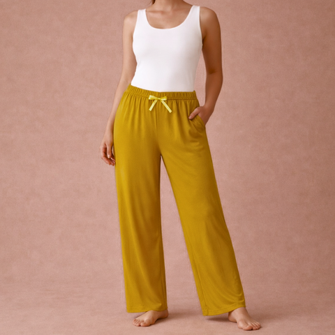 Solea %100 Pamuk Kadın Ev Pantolonu Hardal