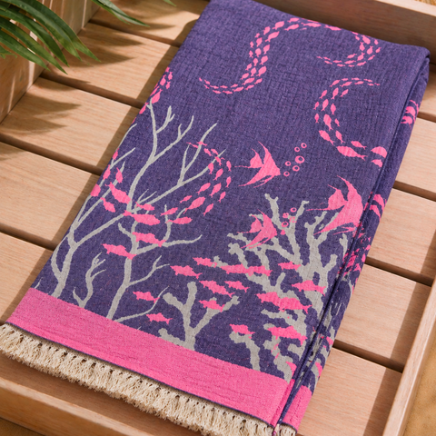 Ocean Throw Dokulu Pamuk Peştamal Violet