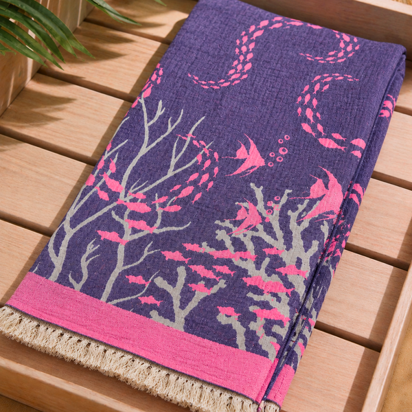Ocean Throw Dokulu Pamuk Peştamal Violet