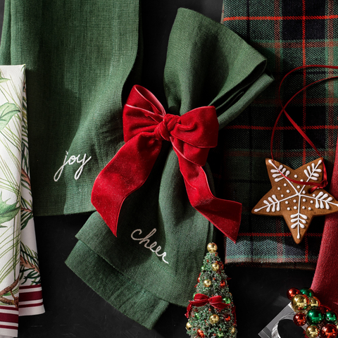 Joyful Leke Tutmaz Keten Peçete Yeşil (4'lü Set)