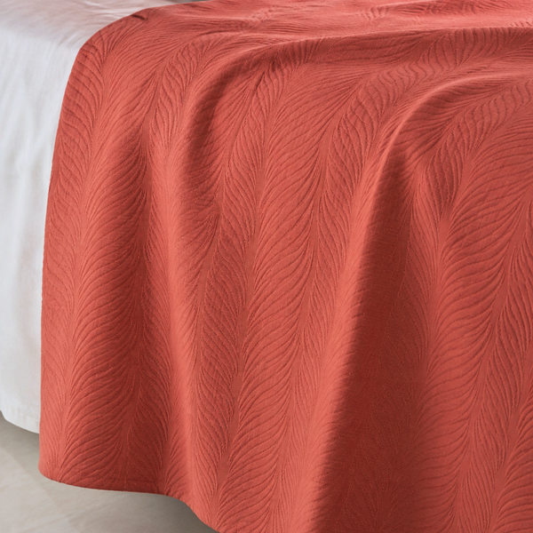 Cascais Pamuk Saten Çift Kişilik Nakışlı Pike Seti 240x260 cm Mercan