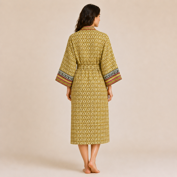Samira Premium Pamuk Bohem Kimono Safran