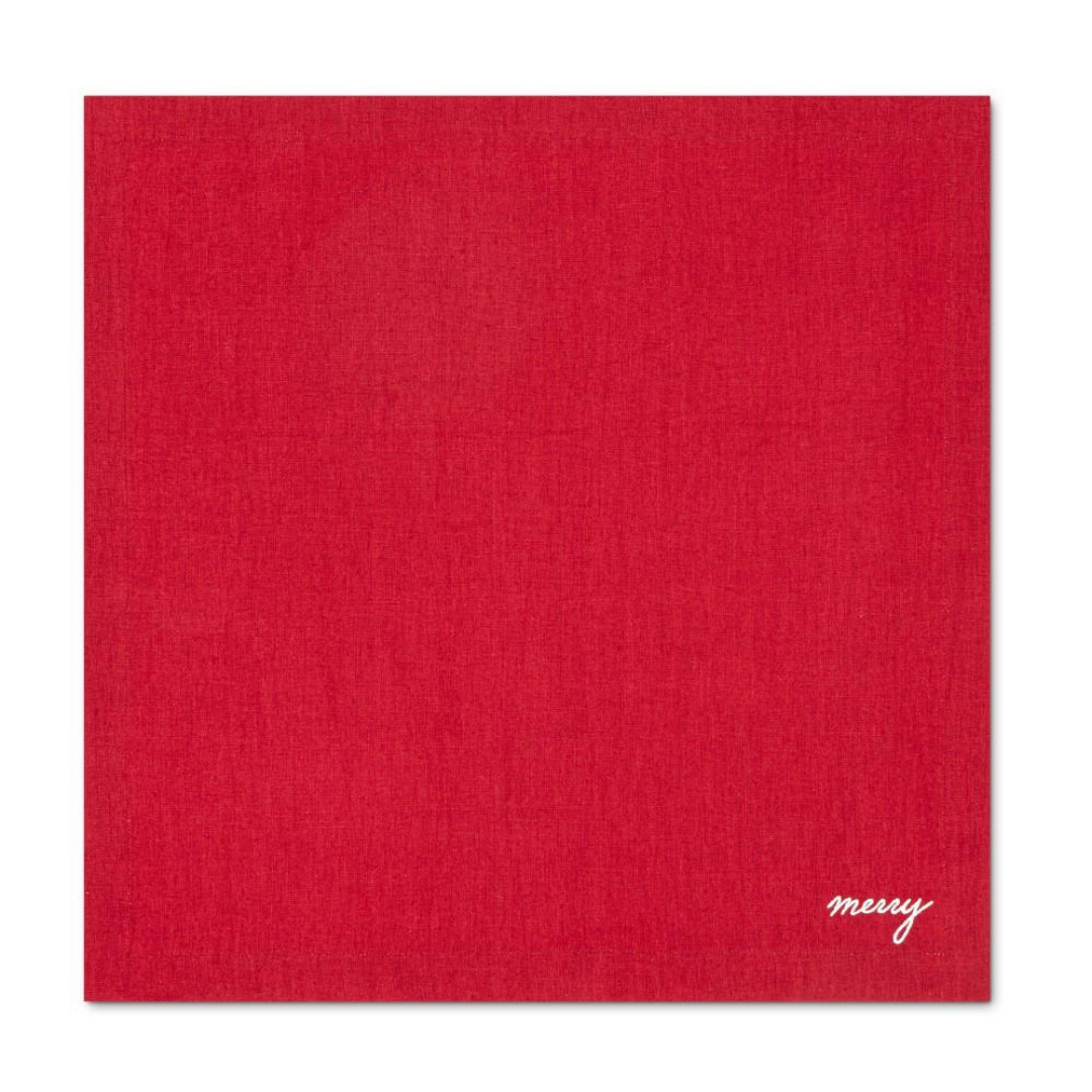 Joyful Leke Tutmaz Keten Peçete Kırmızı (4'lü Set)