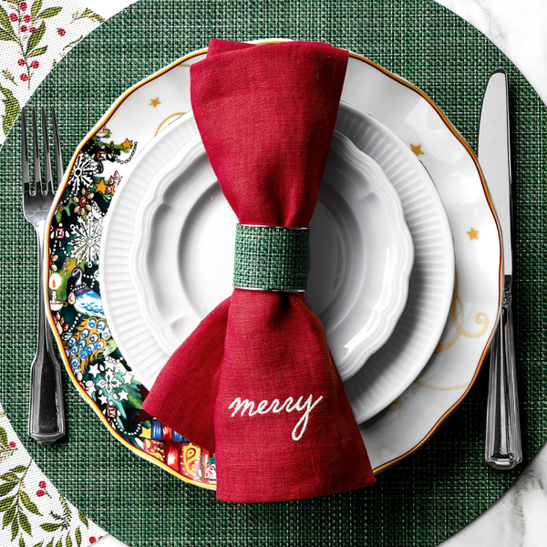 Joyful Leke Tutmaz Keten Peçete Kırmızı (4'lü Set)