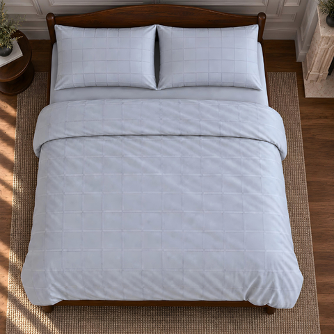 Dora Jakarlı Pamuk Saten Çift Kişilik Nevresim Takımı 200x220 cm Gri