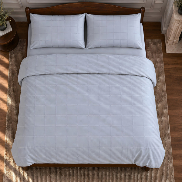 Dora Jakarlı Pamuk Saten Çift Kişilik Nevresim Takımı 200x220 cm Gri