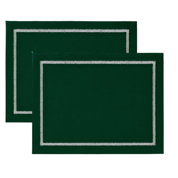 Veloura Leke Tutmaz Keten Amerikan Servisi 30x50 cm Yeşil (2'li Set)