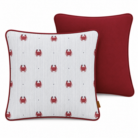 Crab Premium Pamuk Kırlent Kılıfı 45x45 cm Bordo
