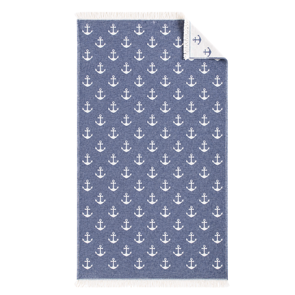 Anchor Dokulu Pamuk Peştamal Denim