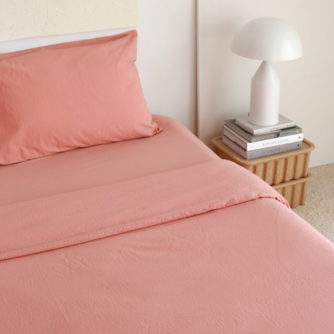 Gofre Dokuma %100 Pamuk Çift Kişilik Nevresim Takımı 200x220 cm Gül Kurusu