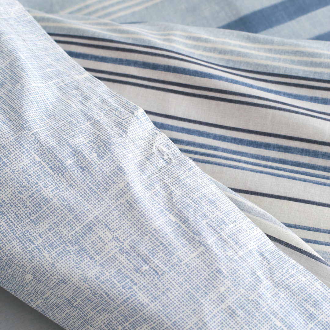 Stripe %100 Pamuk Çift Kişilik Nevresim Takımı 200x220 cm Mavi