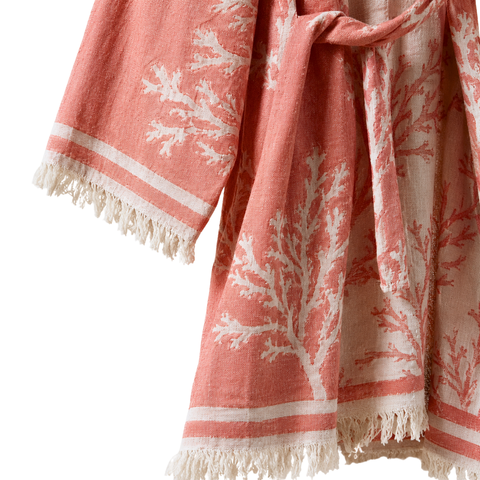 Coral Dokuma Pamuk Kimono/Sabahlık Mercan