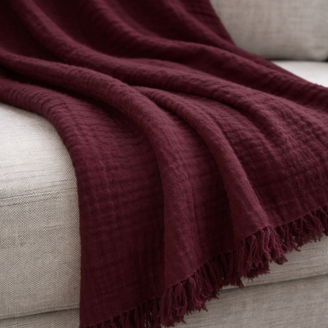 Arel %100 Pamuk Çok Amaçlı Örtü 150x220 cm Vişne