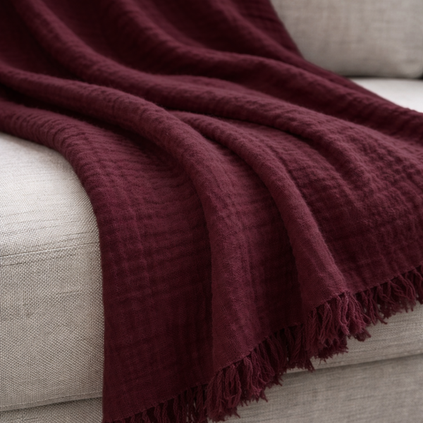 Arel %100 Pamuk Çok Amaçlı Örtü 150x220 cm Vişne
