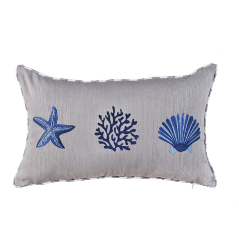 Coral Star Kırlent Kılıfı 30x50 cm Bej/Lacivert