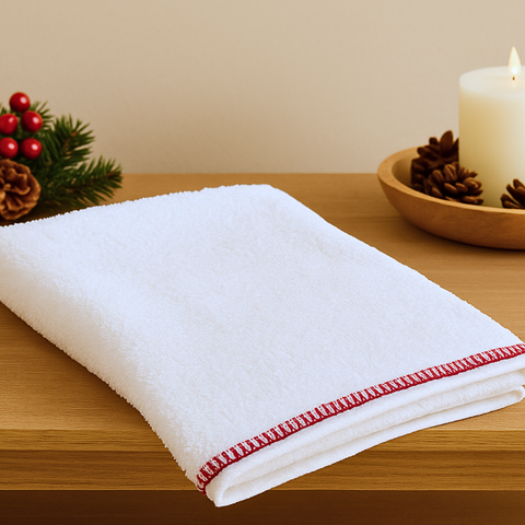 Çoban Dikiş Detaylı %100 Pamuk Yüz Havlusu 50x80 cm Kırmızı