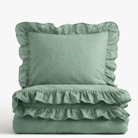 Muse %100 Pamuk Tek Kişilik Farbalalı Müslin Nevresim Seti 160x220 cm Yeşil