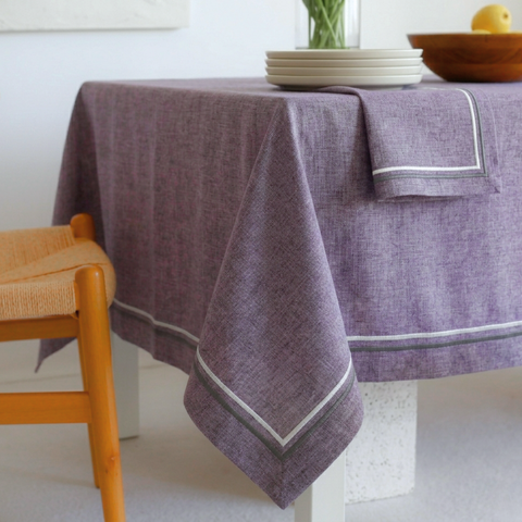 2 Sıra Piko Nakış Detaylı Keten Leke Tutmaz Peçete Leylak (2'li Set)