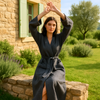 Luz Yıkanmış Keten Kimono Füme