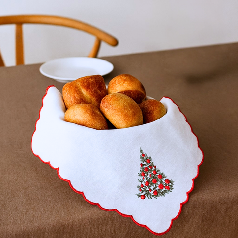 Merrylin Nakışlı Pamuk Ekmek Sepeti Örtüsü 60x60 cm