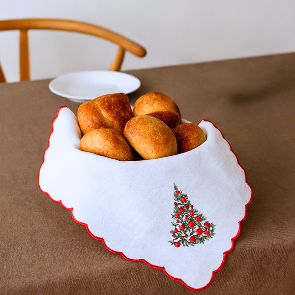 Merrylin Nakışlı Pamuk Ekmek Sepeti Örtüsü 60x60 cm