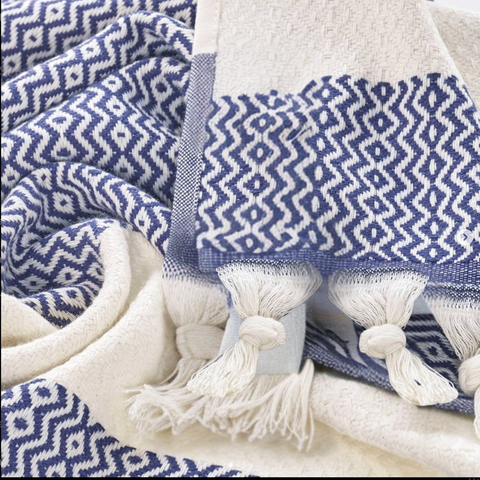 Aztec %100 Pamuk Yüz Havlu Seti 40x90 cm Lacivert
