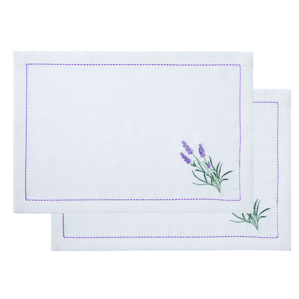 Lavender Nakışlı Leke Tutmaz Keten Amerikan Servisi 30x50 cm (2'li Paket)