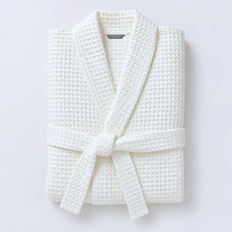 Waffle%100 Pamuk Unisex Bornoz Beyaz