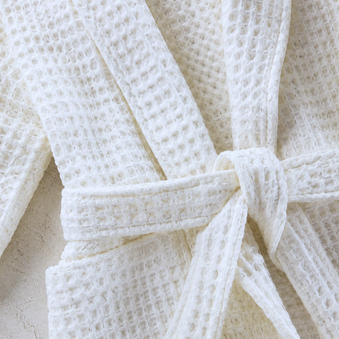 Waffle%100 Pamuk Unisex Bornoz Beyaz