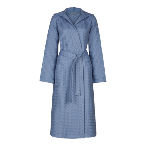 Waffle%100 Pamuk Unisex Bornoz Mavi