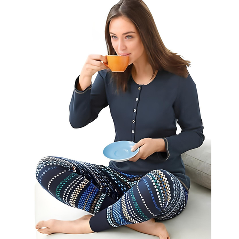 Carly Viskon Kadın Pijama Takımı Lacivert