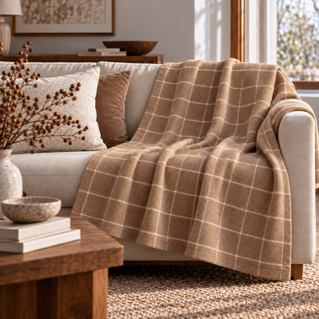 Modena Yünlü Throw Battaniye Camel