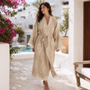 Coral Dokuma Pamuk Kimono/Sabahlık Vizon