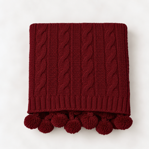 Nova Triko Throw Battaniye 130x150 cm Bordo