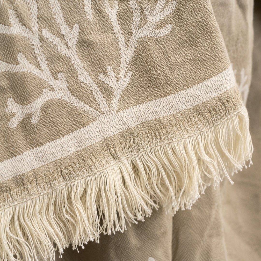 Coral Dokuma Pamuk Kimono/Sabahlık Vizon