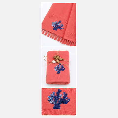Coral Pamuk El Nakışlı Peştamal