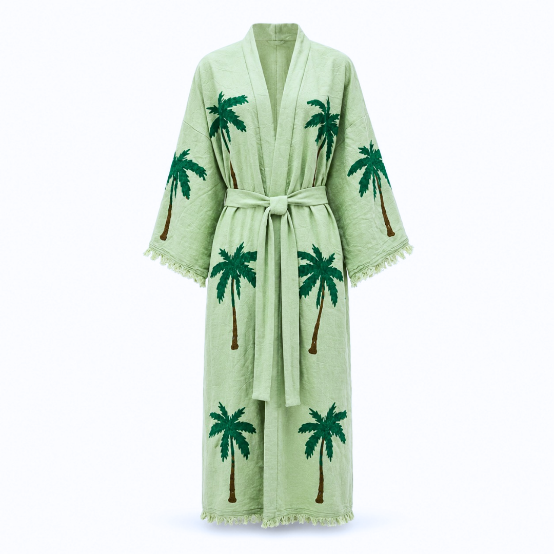 Palm Spring Pamuk Kimono / Sabahlık Yeşil