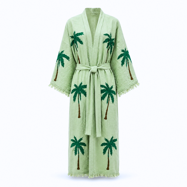 Palm Spring Pamuk Kimono / Sabahlık Yeşil