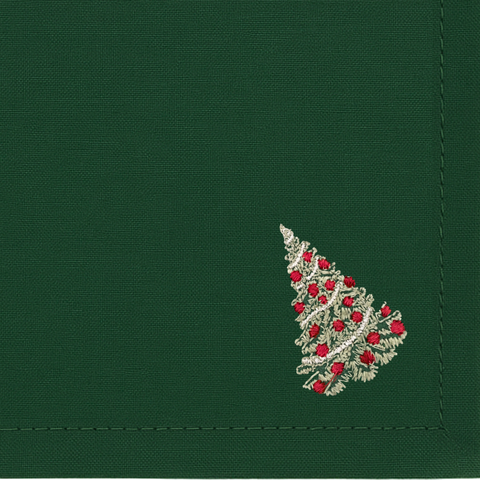 Veloura Leke Tutmaz Nakışlı Keten Peçete Yeşil (2'li Set)