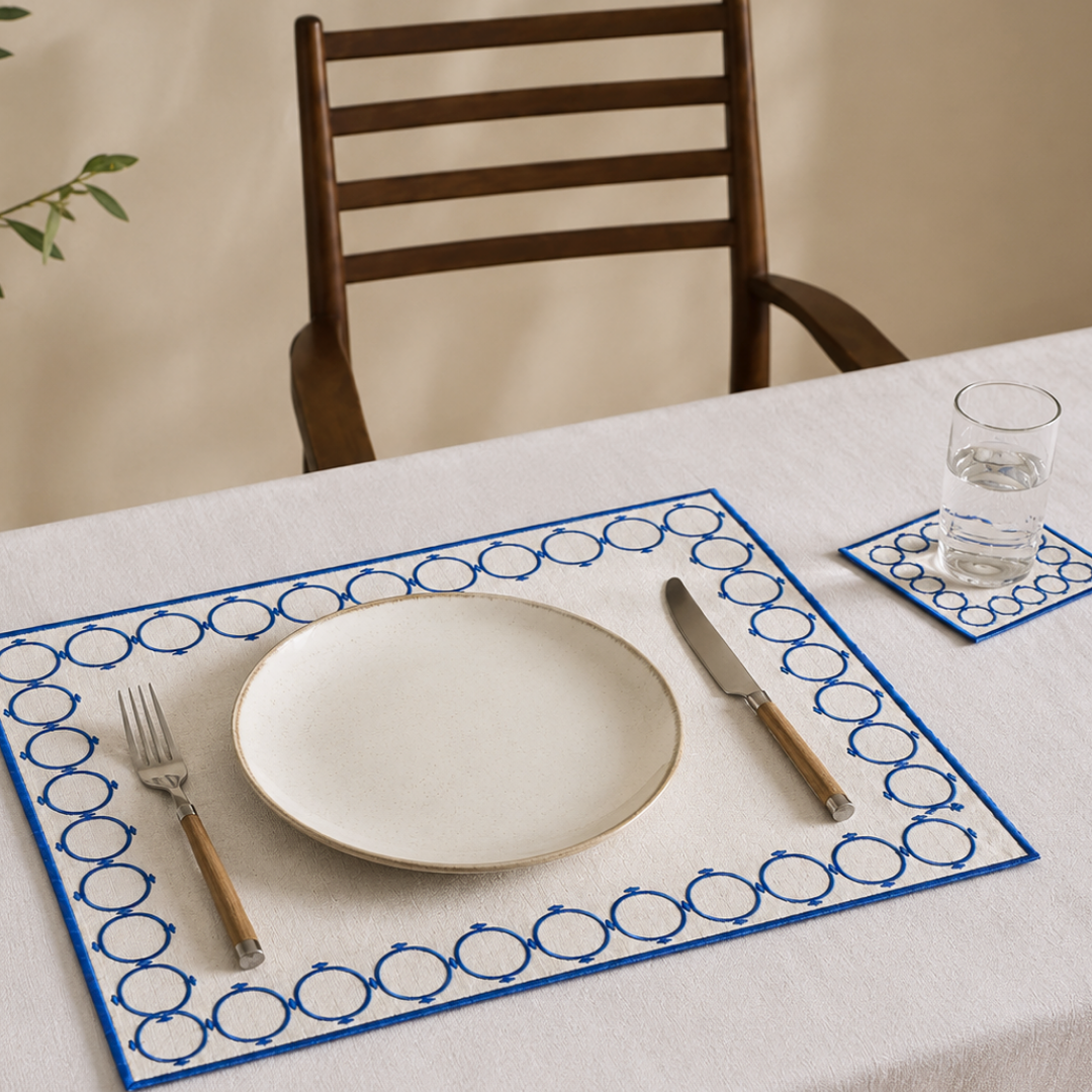 Olympos Nakışlı Kokteyl Peçete Lacivert (6'lı Set)