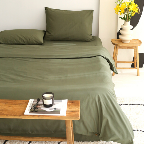 Clara Premium Saten Çift Kişilik Nevresim Takımı 200x220 cm Haki