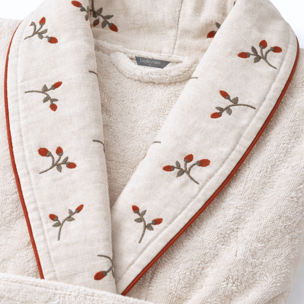 Roseberry Nakışlı Organik Pamuk Kadın Bornoz