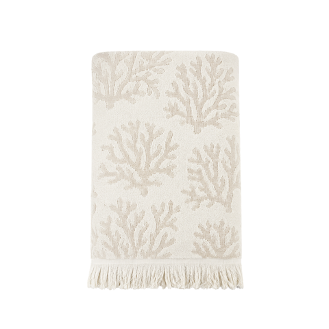 Coral %100 Pamuk Jakarlı Yüz Havlusu 60x100 cm Taş