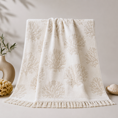 Coral %100 Pamuk Jakarlı Yüz Havlusu 60x100 cm Taş