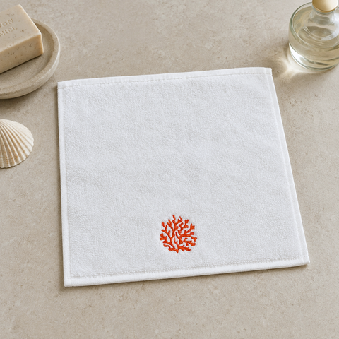 Coral %100 Pamuk Nakışlı El Havlusu 30x30 cm Kırmızı