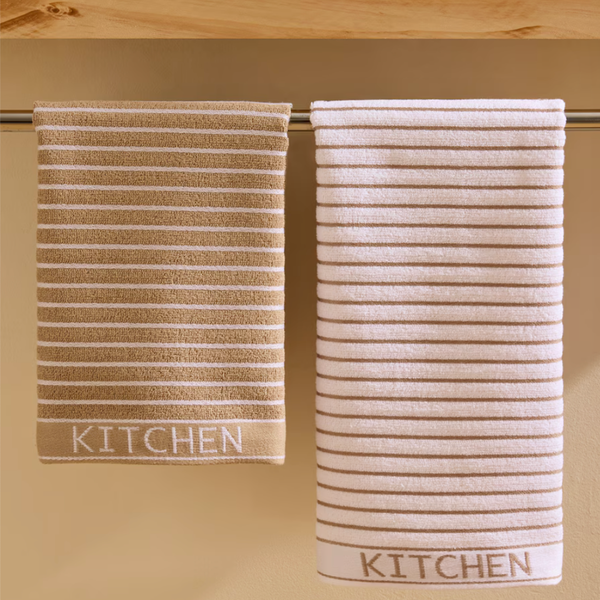 Kitchen Yüksek Su Emici Pamuk Mutfak Havlusu Bej (2'li Set)