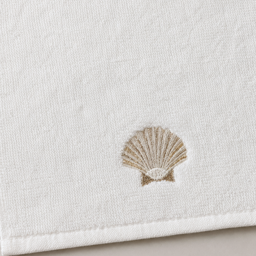 Shell %100 Pamuk Nakışlı El Havlusu 30x30 cm Gold